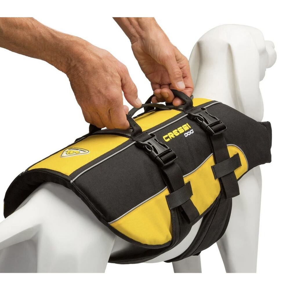 Cressi DLJ Dog Life Jacket Float Vest Black Yellow Size Large New - Picture 4 of 7